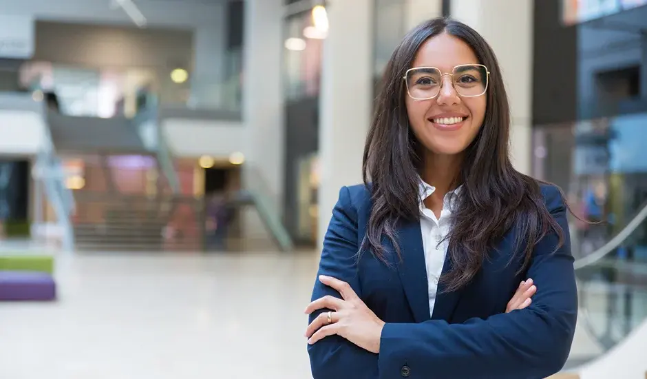 Student wearing a blue suit