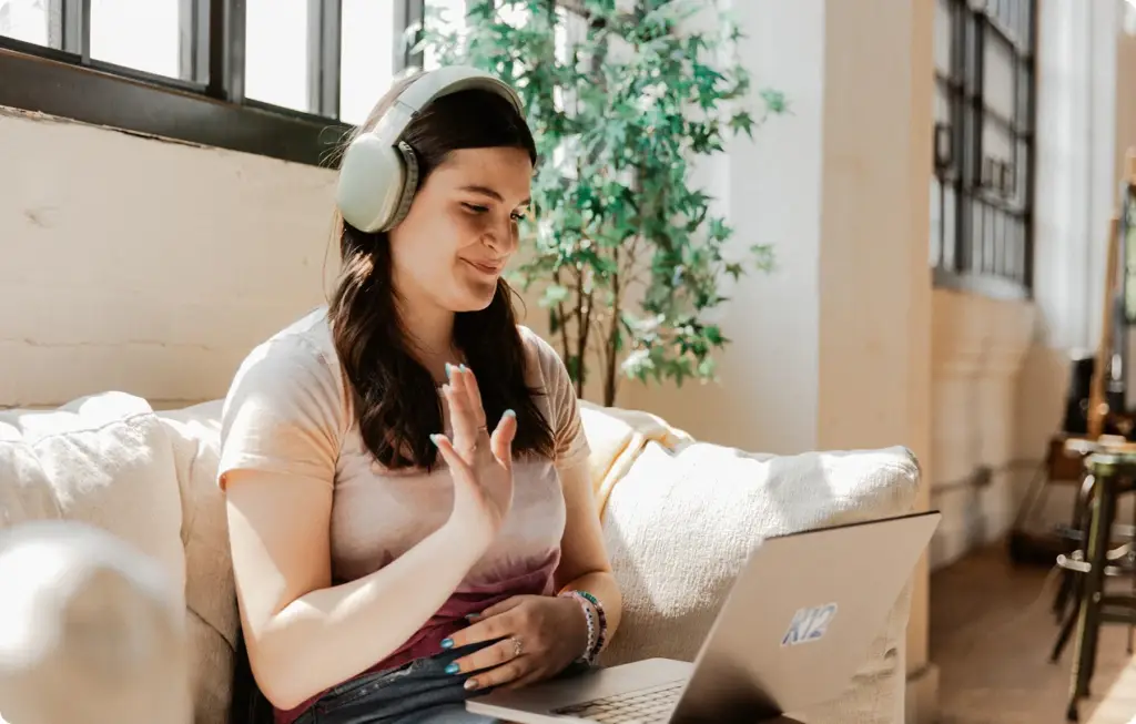 Student attending to an online class
