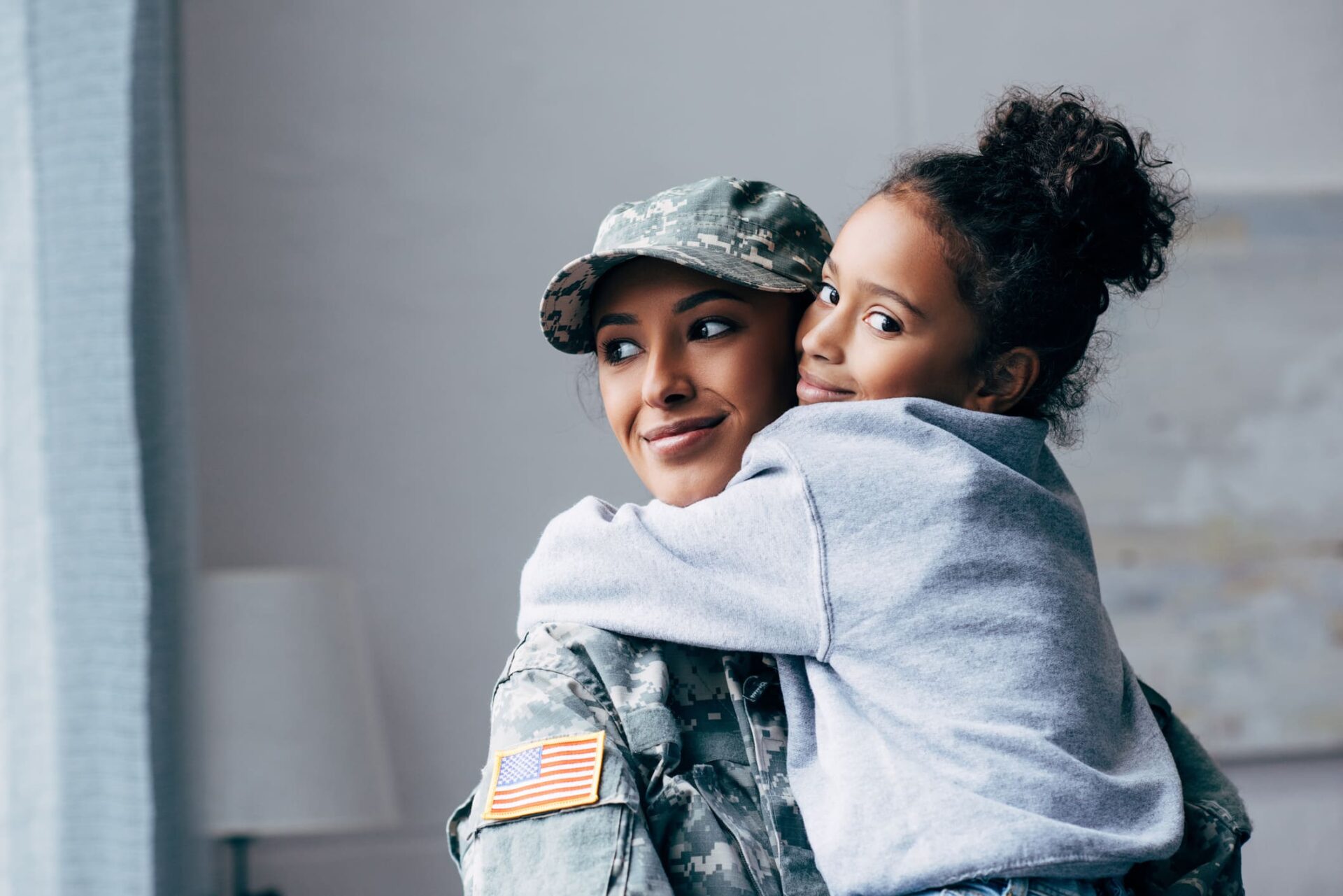 Military mother with her daughter